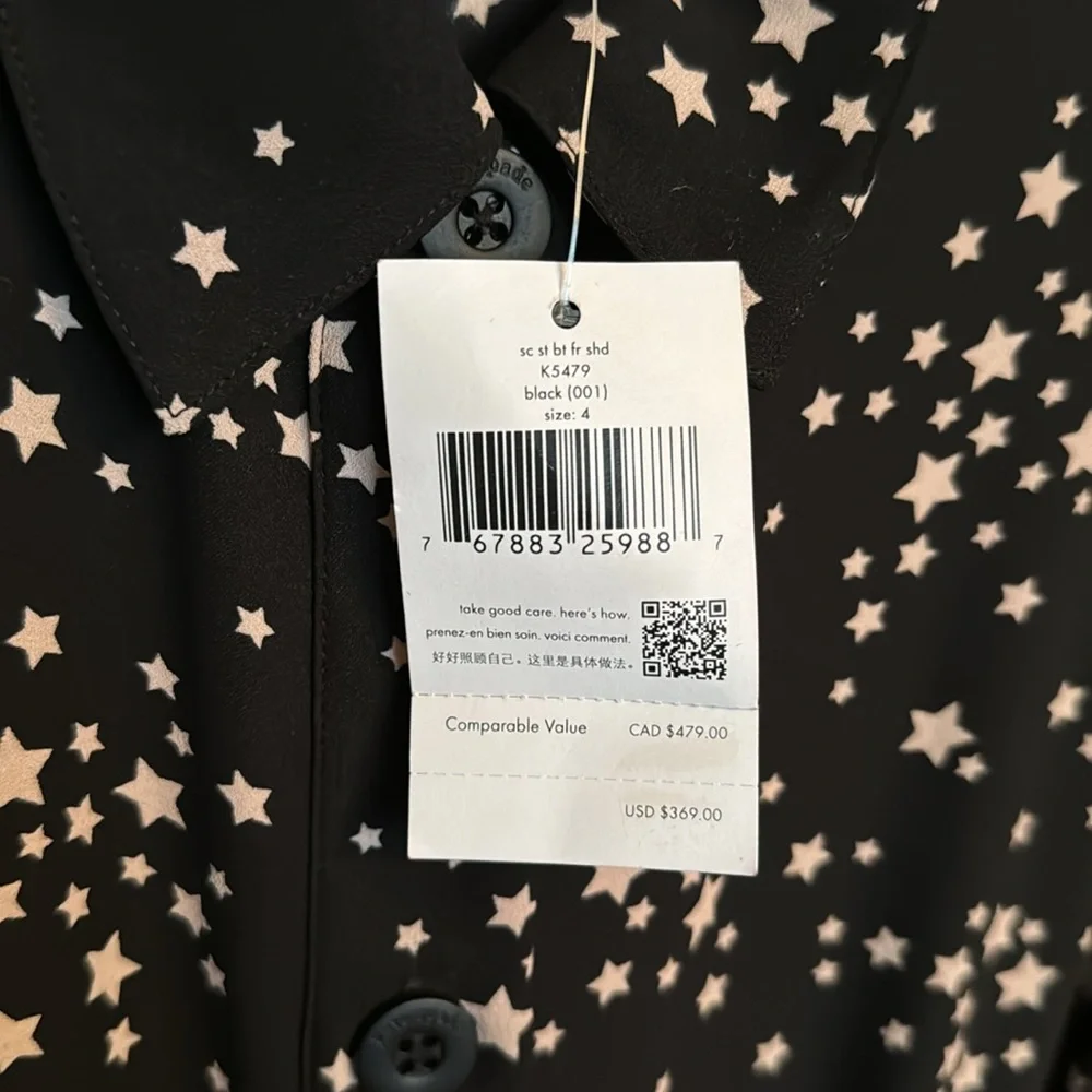 ✨NWT Kate Spade Scattered Stars ShirtDress Midi Length Size 4